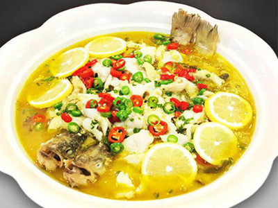 Pickled Cabbage Fish Sauce in Lemon Golden Soup